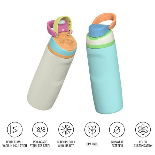 Bulk Custom 16oz Stainless Steel Vacuum Bottles W/Handle | FDA-Approved, BPA-Free, Commercial-Grade