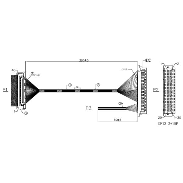 1.25 мм 0,5 мм Lvds Коаксиальный кабель Df13 30ds 1.25 до 20453-240T-03 0,5 мм
