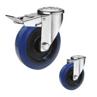 Roulette rigide en caoutchouc de boulon de 8 pouces de pivot bleu de trou 400kg thermoplastique avec le frein