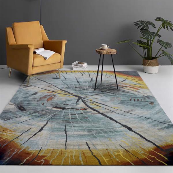 Zealand Wool and Silk Cut Pile Hand Tufted Carpet All-Season Handmade Rug for Living Room