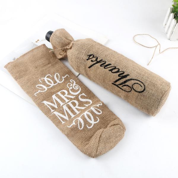 Jute Wine Bottle Covers with Drawstrings Reusable Wine Gift Bags in Customized Color