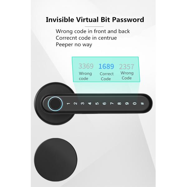 TT Lock APP Fingerprint Lock Bluetooth Smart Lock Digital Electronic Lock Keyless Door Lock Handle Цинковая черная ручка