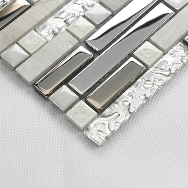 Natural Glossy Stone Bathroom Shower Wall Tiles , Peel And Stick Backsplash Tiles