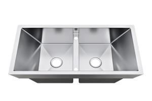 Double Bowl Top Mount Stainless Steel Kitchen Sink With Quick Drain / Top Mount