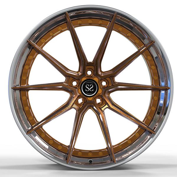 Custom 2-PC Forged Aluminum Alloy Rims Bronze Face Polished Barrel 18 19 Inches