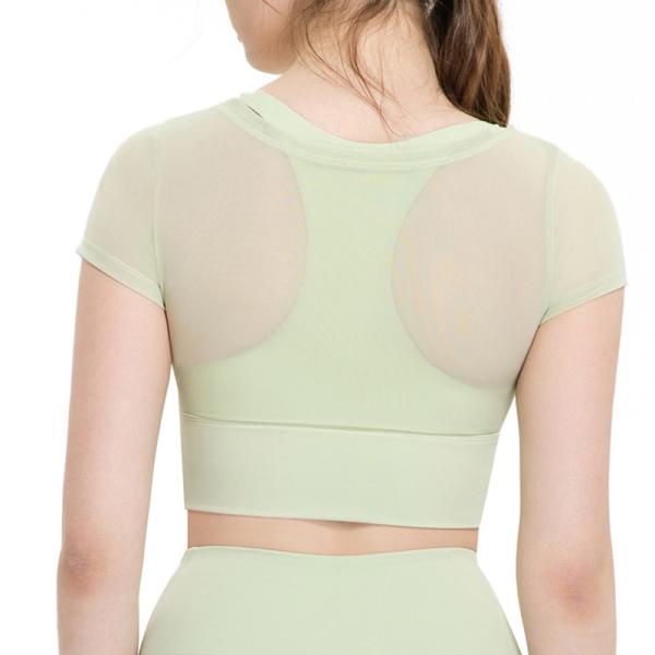 Mesh Short Sleeve 2 Piece Womens Sports Bra Running Leisure Yoga Bra