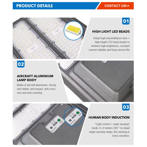 Super lumineux extérieur imperméable à l'eau Ip65 capteur de mouvement lumière solaire