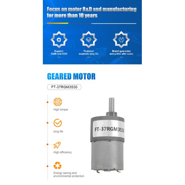 FT-37RGM3530 High Torque Geared DC Motor for Automatic Table