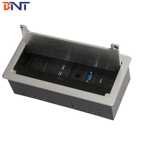 BNT customized design hidden cable design desktop flip socket with RJ45/VGA/USB flush mount in teaching room table cable