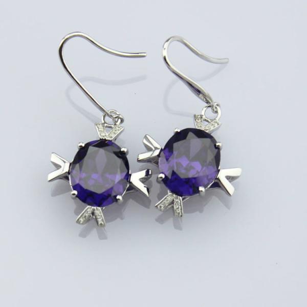 Women Jewelry Sterling 925 Silver Citrine  Cubic Zirconia Dangle Earrings (E07)