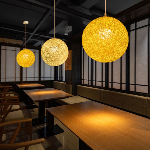 Loft Hanging Lamp Living Room Home Decoration Nordic Rattan Weaving Spherical Pendant light(WH-WP-145)