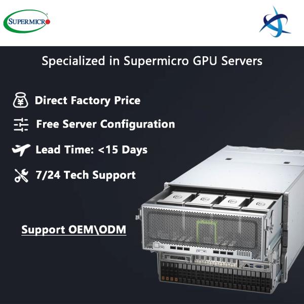 Supermicro 8U GPU Server with Eight Gaudi 2 Accelerators and Up to 8TB Memory for AI Training