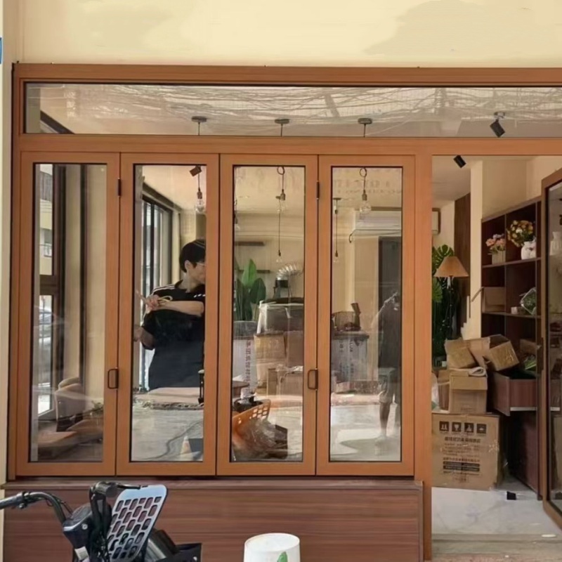 Modern Folding Double Glass Window Thermal Insulation Windproof Aluminum Alloy Frame Customized Size Kitchen Hotel Exterior Use