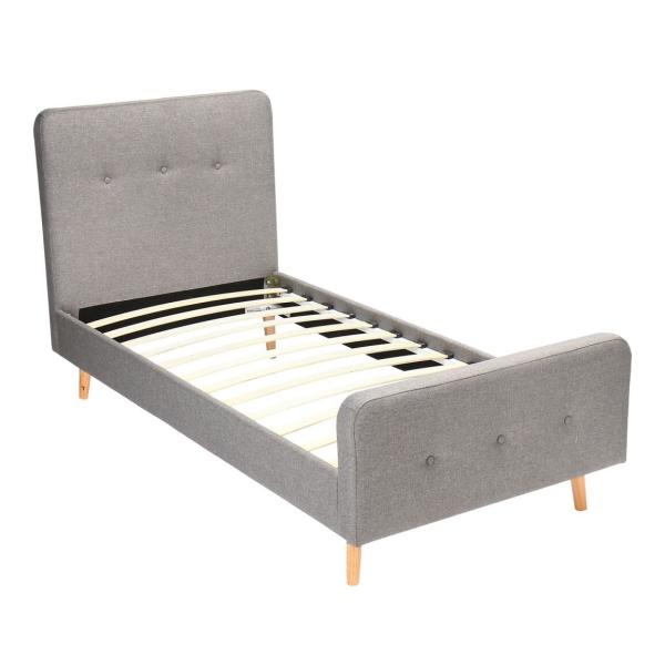Single Size Children Upholstered Bed Plywood Light Grey Linen Fabric ODM