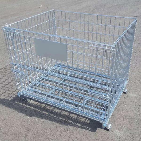 Stackable 4 Wire Mesh Cages High Storage Galvanized Construction Metal Pallet Cage