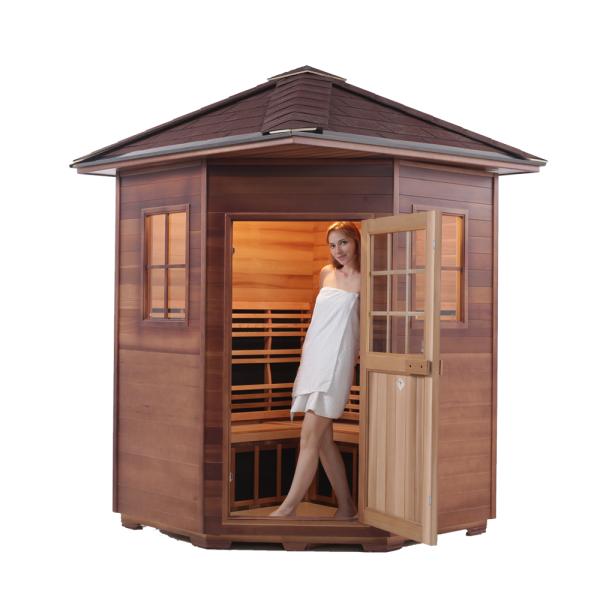 Carbon Panel Red Cedar Wooden Outdoor Sauna Traditional