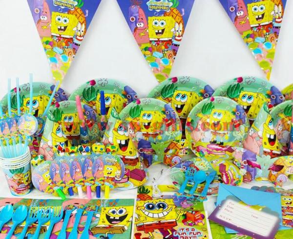 SpongeBob theme party set kids birthday party suppliers child Decoration evening party set celebration decoration