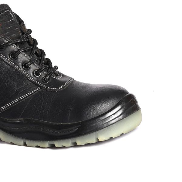 Anti Slip Work Safety Shoes Durable Black Safety Boots Oil Proof Double Density PU Injection Outsole
