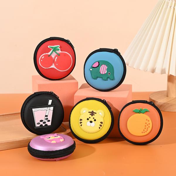 Pattern Type others Round 2d 3d Coin Usb Lines Earphone Pvc Eva Organizer Bags
