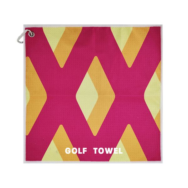 Stain Resistant Microfiber Golf Towel With Hanging Loop For Cleaning Clubs Balls