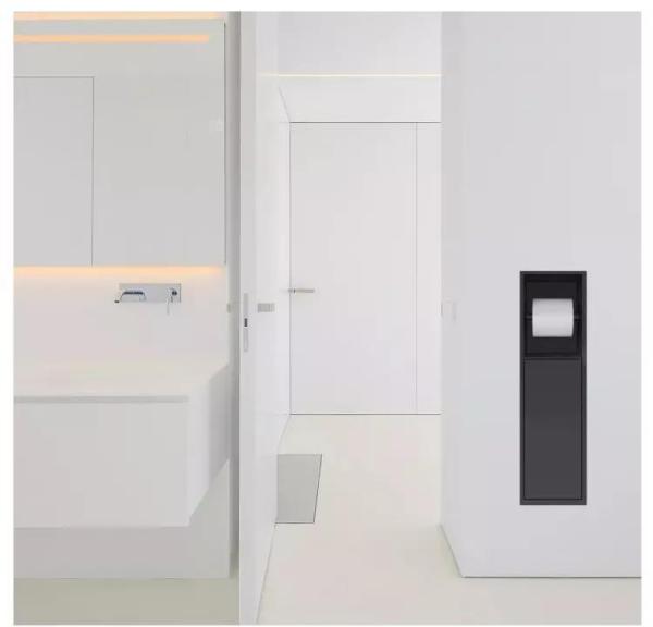 Wall Embedded Mounted Stainless Steel Niche With Paper Holder Matt Black