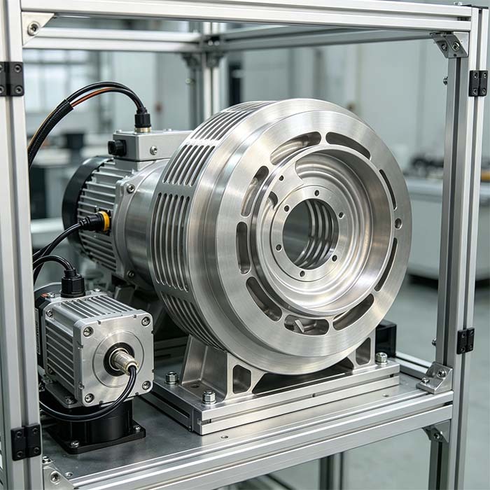 Custom  CNC Machined 6061-T6 Aluminum Motor Heat Sink Housing with Ventilated Cooling Slots