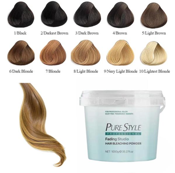 PureStyle  OEM Blue Hair Bleaching Powder Raw Material Dust Free Salon Hair Dye Color Bleach Powder