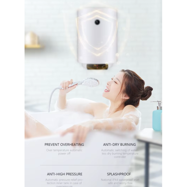 Popular 50L China Brand AUX Class Energy Efficiency Large Power Electric Hot Water Heater Stainless Steel Inner Tank Wall-Mounted Household 220 Volt Hot Water Shower Smart Bathroom Wall Mounted