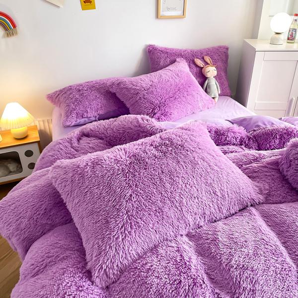 Двойная королева король твердый цвет утолщенный теплый винк бархатный 4 шт.