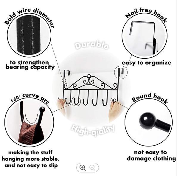 17 Inches Metal Door Hanger Hook Clothing 7 Hook Coat Rack