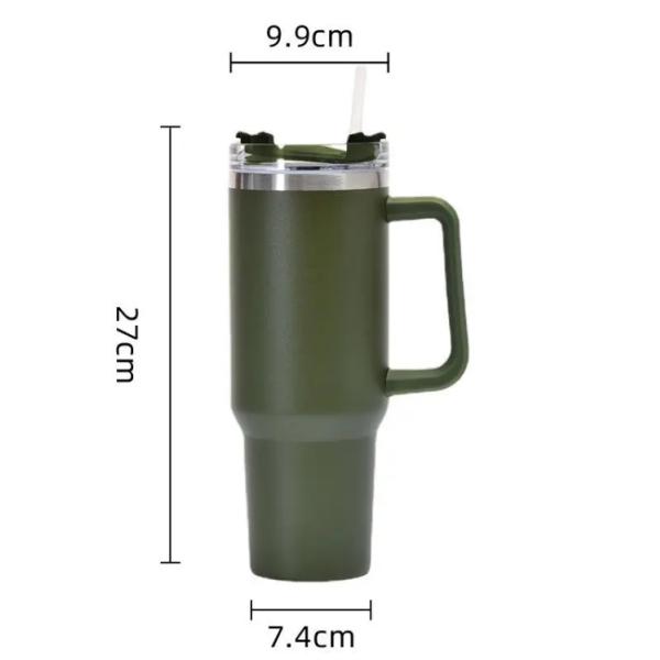 Customizable Vacuum Insulated Tumbler 40oz Stainless Steel Mug with Handle and Straw