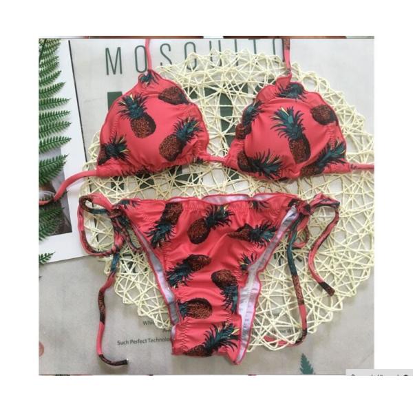 Swimwear button 2018 Sexy Bikinis women swimsuit brazilian woman Bandeau Push up Vintage Bikini Set Biquini beachwear