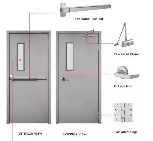 Galvanized Honeycomb 180° Swing Fireproof Steel Door