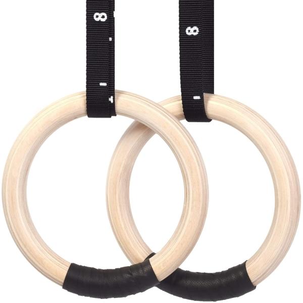Roman Ring Gymnastics 32mm Wooden Gym Rings Customized Durable Universal Wooden Ring Fitness Foldable Strap Wooden Drum Hoops