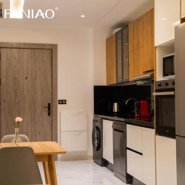 Custom Full Luxury Laca Com Lave Moderno MINI Gabinete De Cozinha Para Hotel