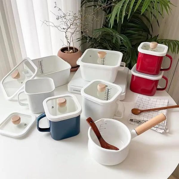 Enamel Coating Multifunctional Household Cookware Hot Pot Metal Milk Pot Noodle Small Pot Small Coup Cooker Cookware Set