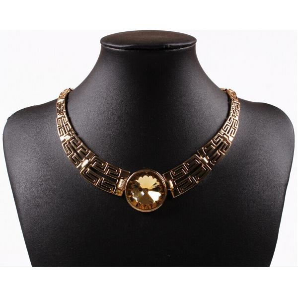 Retro exaggerated personality gem hollow alloy necklace