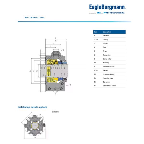 EagleBurgmann Splitex Split Seals Semi Cartridge Mechanical Seal for Pumps