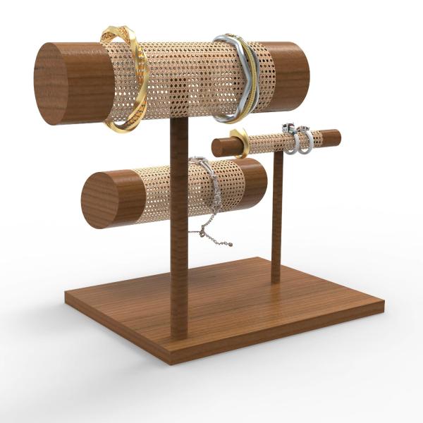 Bijoux de luxe adaptés aux besoins du client, bracelet, anneau, présentoir tissé en bois de partie supérieure du comptoir