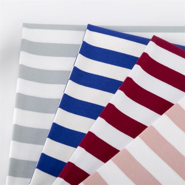Healthy Smooth Skin-Friendly Good Elasticity Natural Striped Knit Fabric For Casual Wear