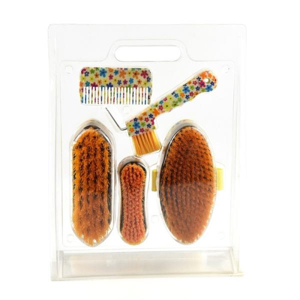 Colorful Flower Pattern Horse Cleaning Tools Kit 5 Pieces For Horse Equestrian