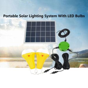 bulbos solares portátiles 2pcs*3W para el sistema de iluminación que acampa al aire libre casero
