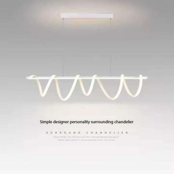 Popular Black Office Reception LED Pendant Light Creative Spiral Hotel Restaurant Pendant Lamp Wave Aluminum Chandelier