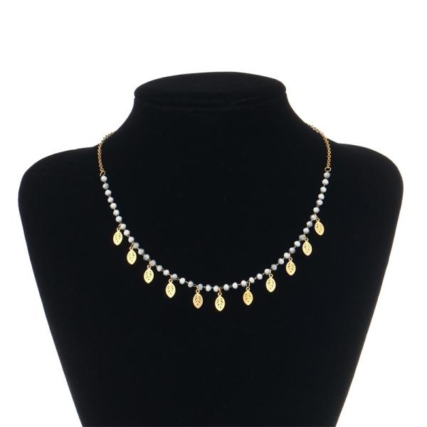 Ожерелье OEM Multicolor вышитое бисером, ожерелье нержавеющей стали шарма лист в