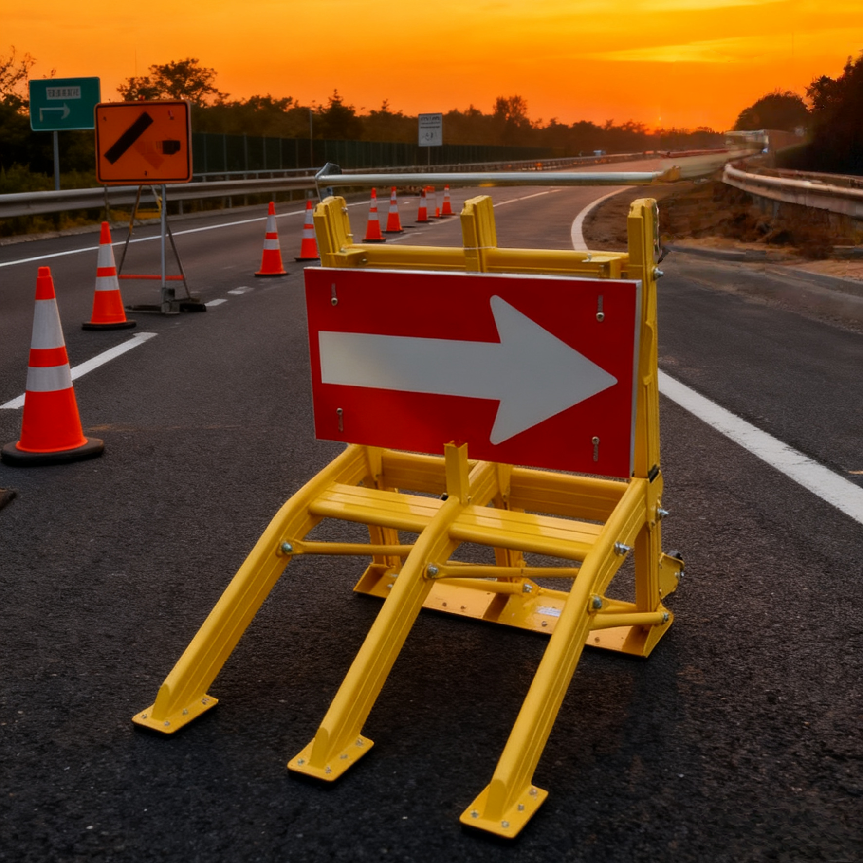 25kg Lightweight Vehicle Security Barrier with 8.7m Stopping Distance and Foldable Design for Work Zone Protection