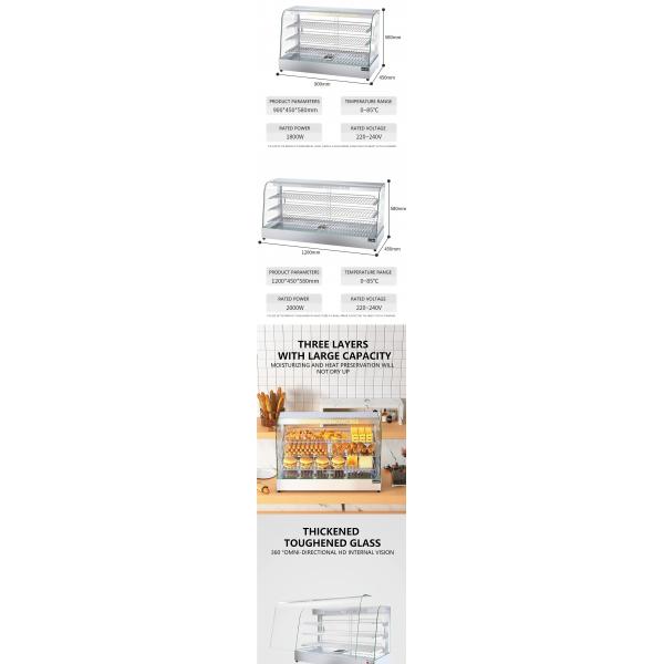 Commercial Restaurant Buffet Use Food Showcase Front Curved Glass Hot Display