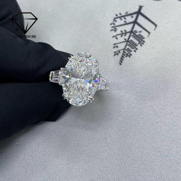 Luxuryshine Oval Cut VVS/VS Lab Grown Diamond 10CT Solitaire Ring 18K solid Gold custom Jewelry  With IGI Certificate