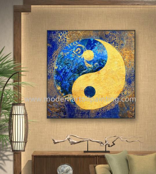 Handpainted Canvas Modern Art Oil Paintings Feng Shui Paint For Cabinet Decoration