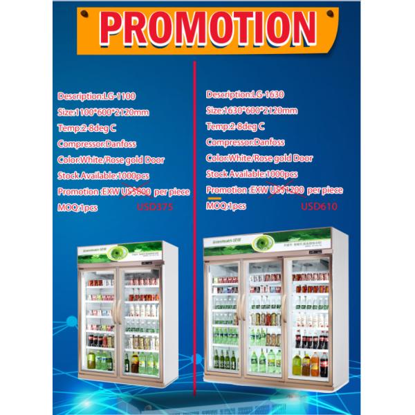 1000L capacity with 2 glass doors upright fridge outdoor shop with milk/bottle drink chiller