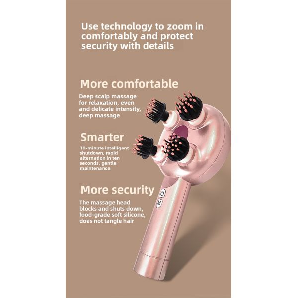 Deep Massage Handheld Electric Scalp Head Massager with 3 Speeds Vibrating 800mAh Battery and TYPE-C Charging